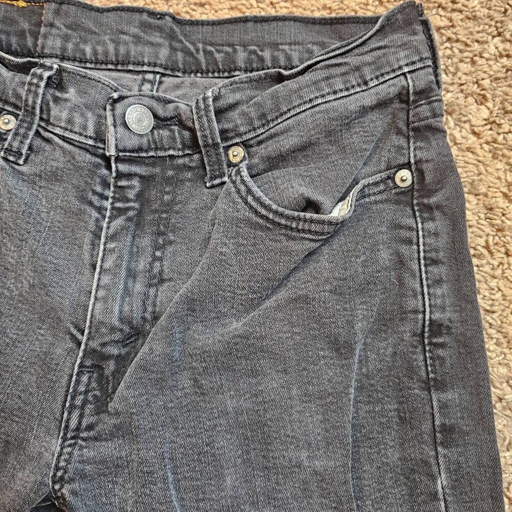 Levis 514 Jeans Mens Tag 29x32 Fit 28x29 Black Straight Denim Dark Wash Stretch - Picture 9 of 13